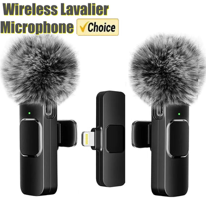 Portable Wireless Lavalier Microphone Audio Video Recording Mini Mic Live Broadcast Noise Reduction Mic for Iphone Android