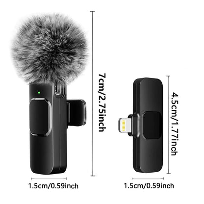 Portable Wireless Lavalier Microphone Audio Video Recording Mini Mic Live Broadcast Noise Reduction Mic for Iphone Android